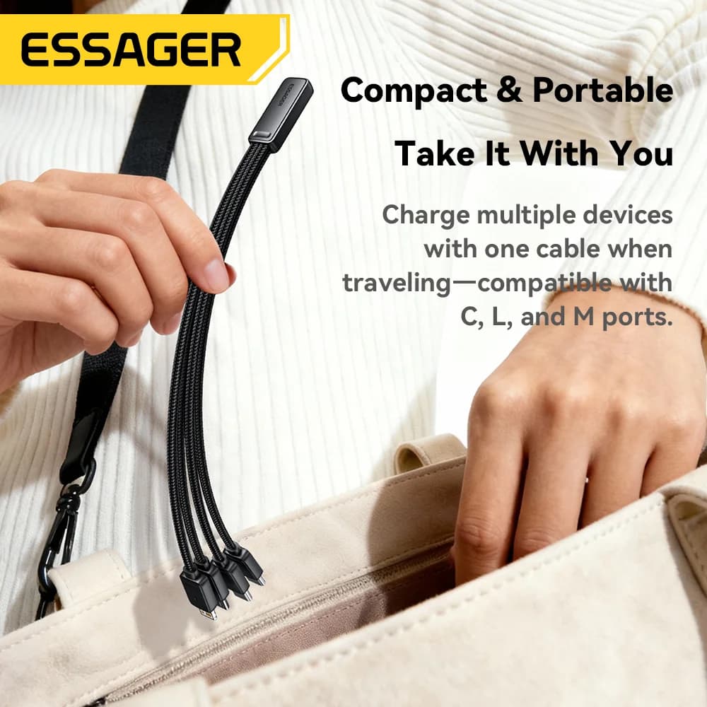 Cabo de Carregamento Multi USB Portátil 4-em-1