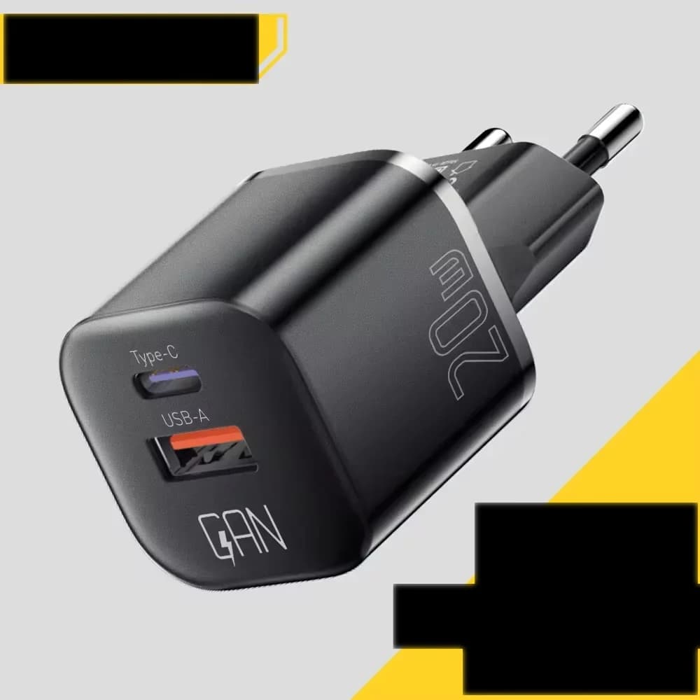 Carregador de Parede GaN USB-C PD Rápido 20W