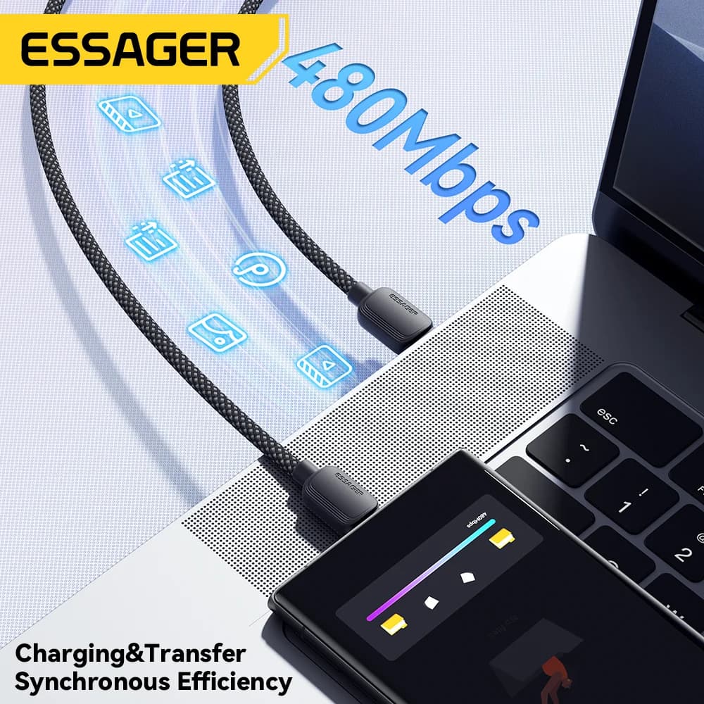 Cabo USB-C para USB-C 100W, Recarga Rápida PD 5A