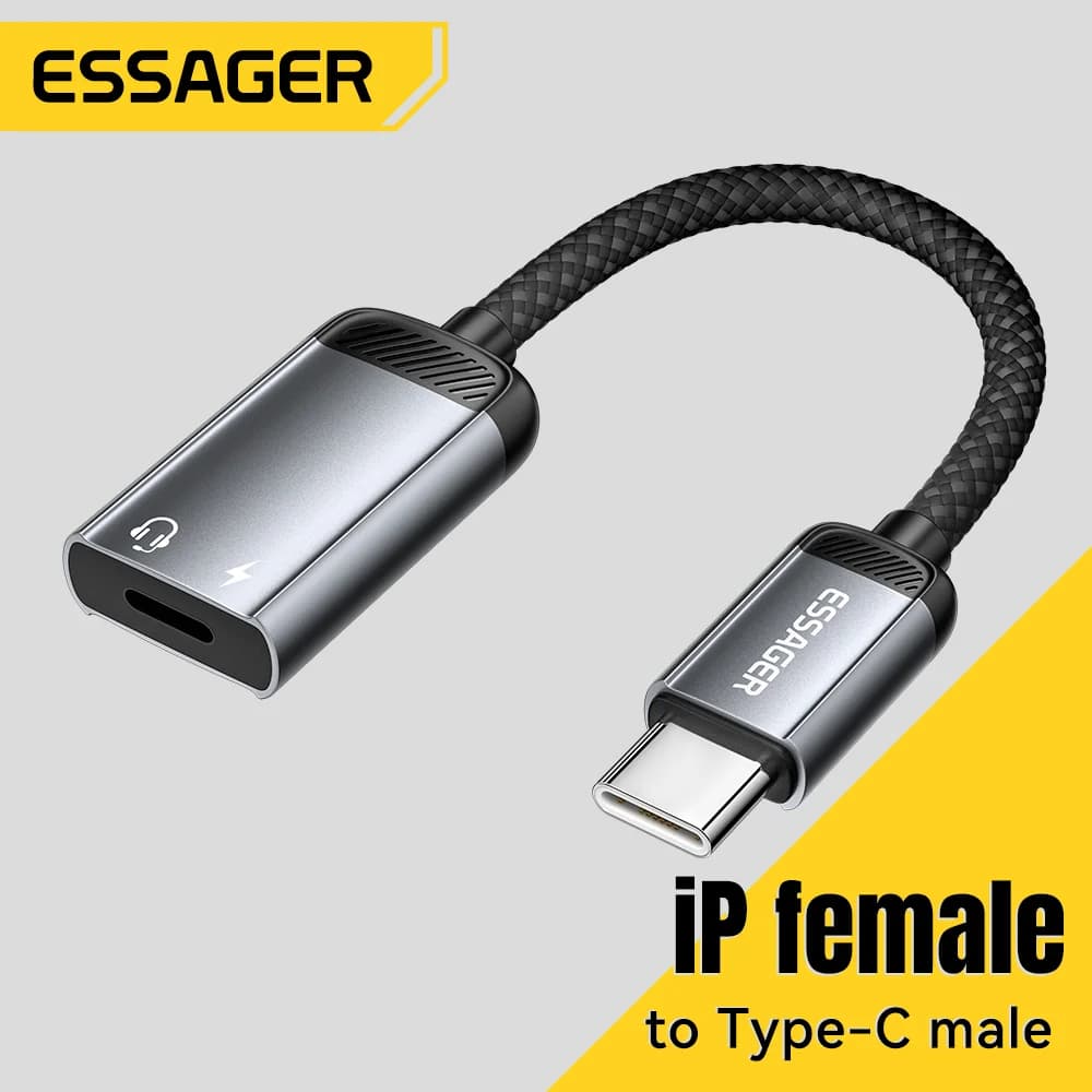 Adaptador de Áudio OTG USB-C Fêmea para Lightning Macho