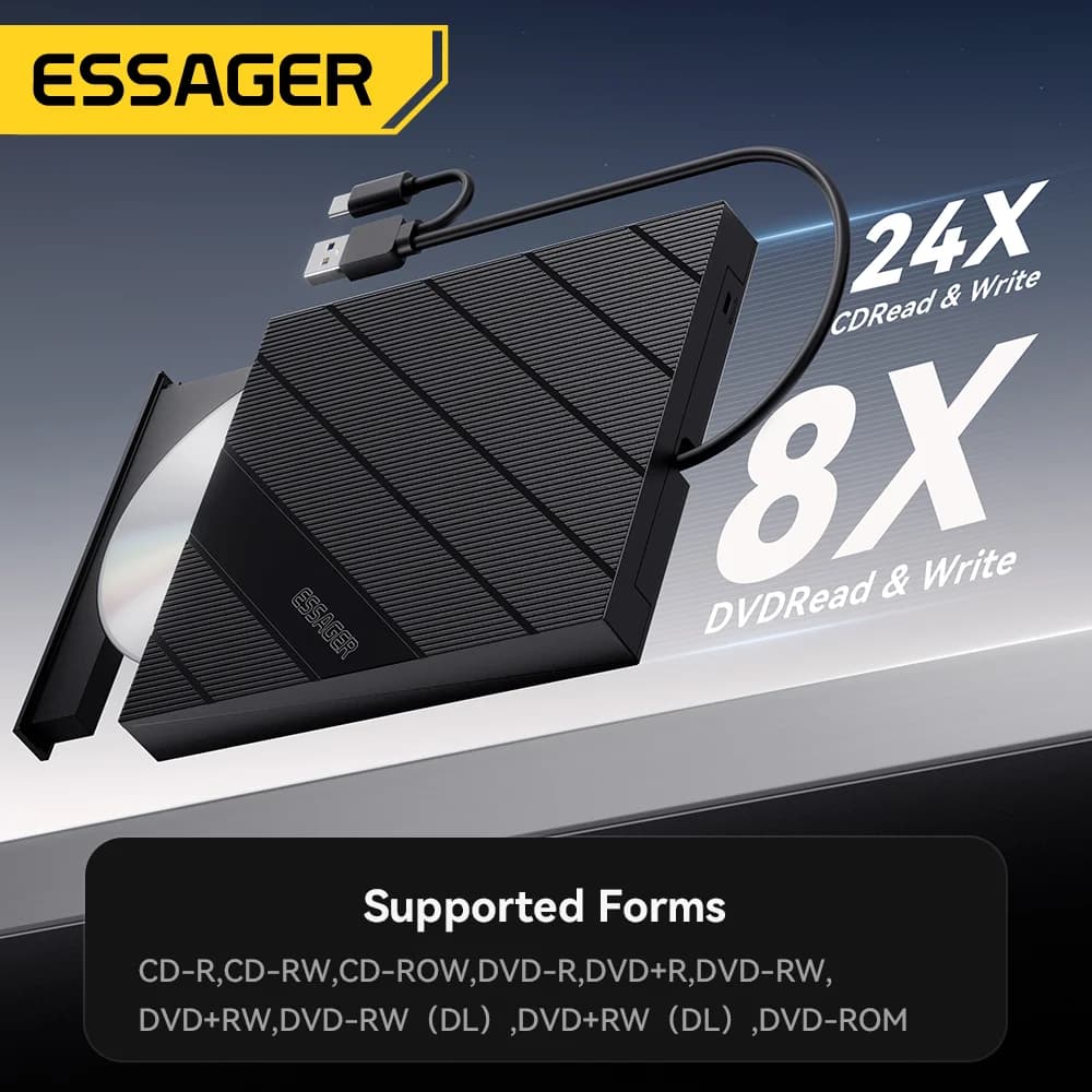 Gravadora Externa de CD/DVD USB 2 em 1