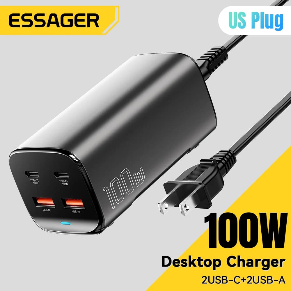 Carregador de Mesa GaN 100W 4-em-1 para Laptop