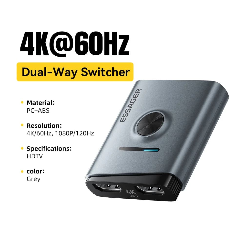 Splitter e Switch HDMI Bidirecional 2 em 1 4K 60Hz