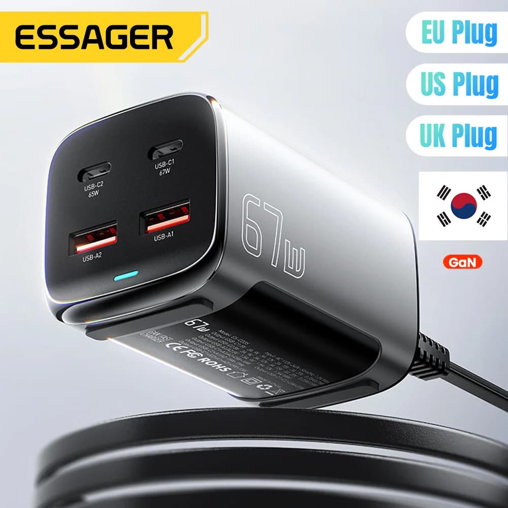 Carregador Desktop Rápido USB-C GaN 67W