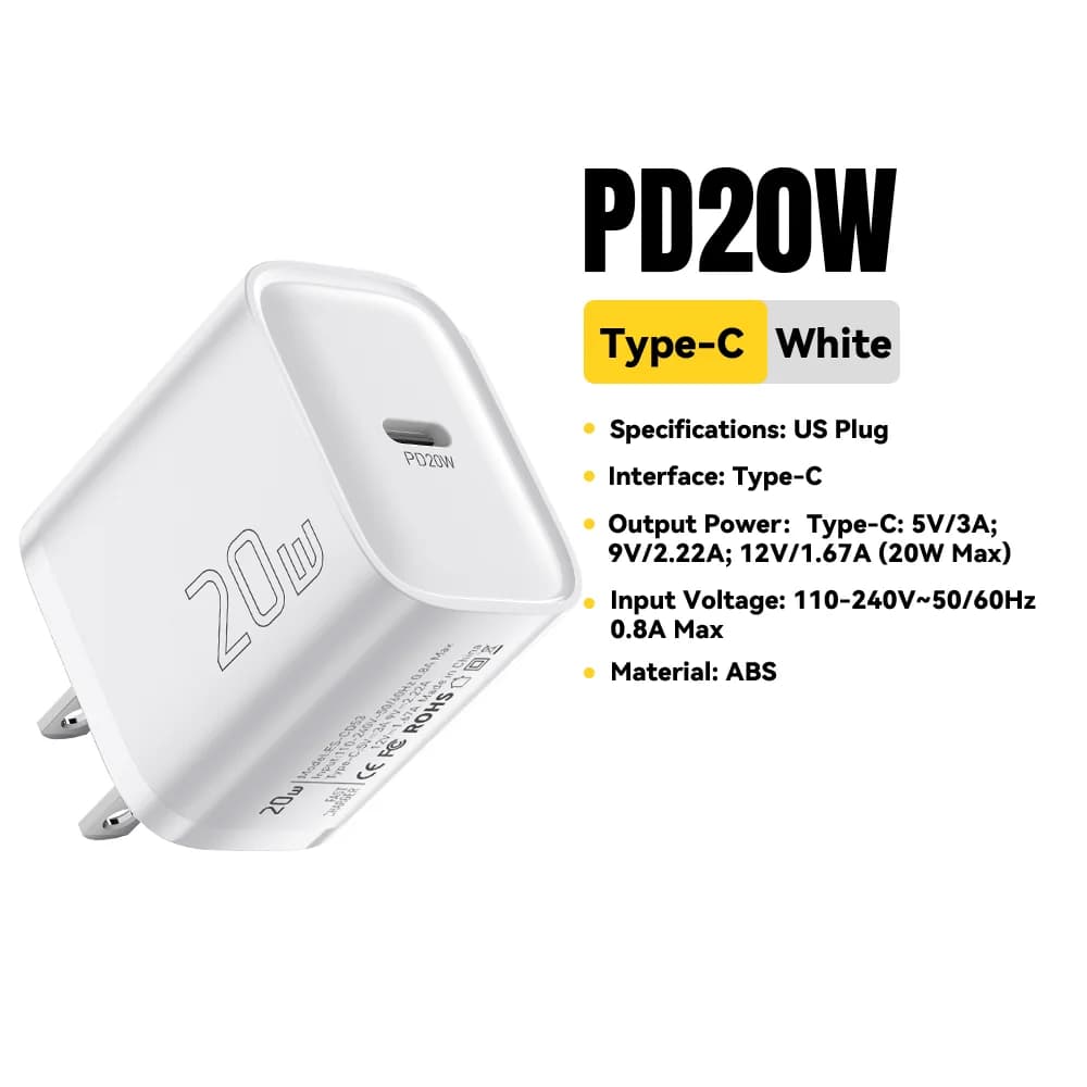 Carregador de Parede Mini USB-C PD de 20W