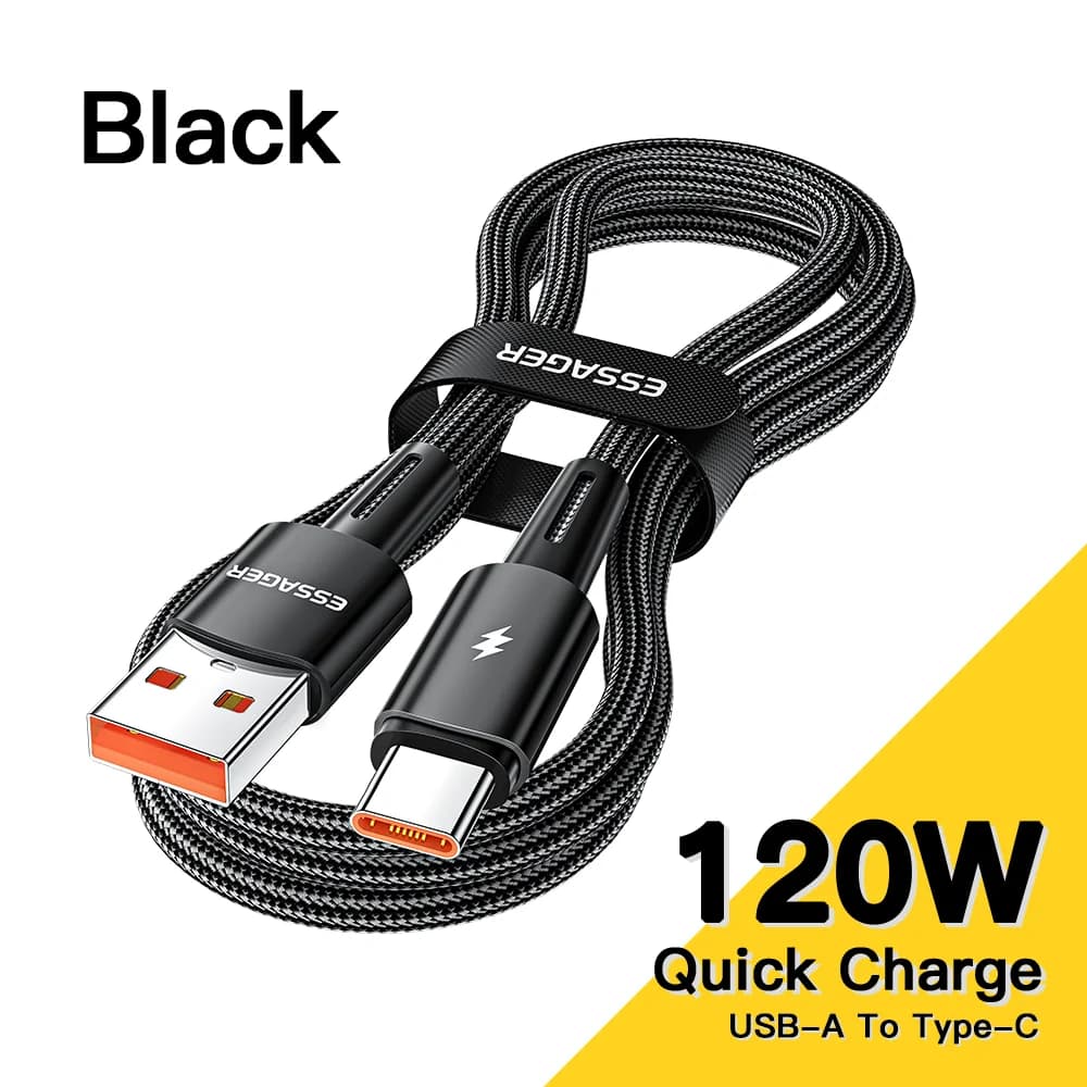 Cabo de Carregamento Rápido USB-C 120W, 6A