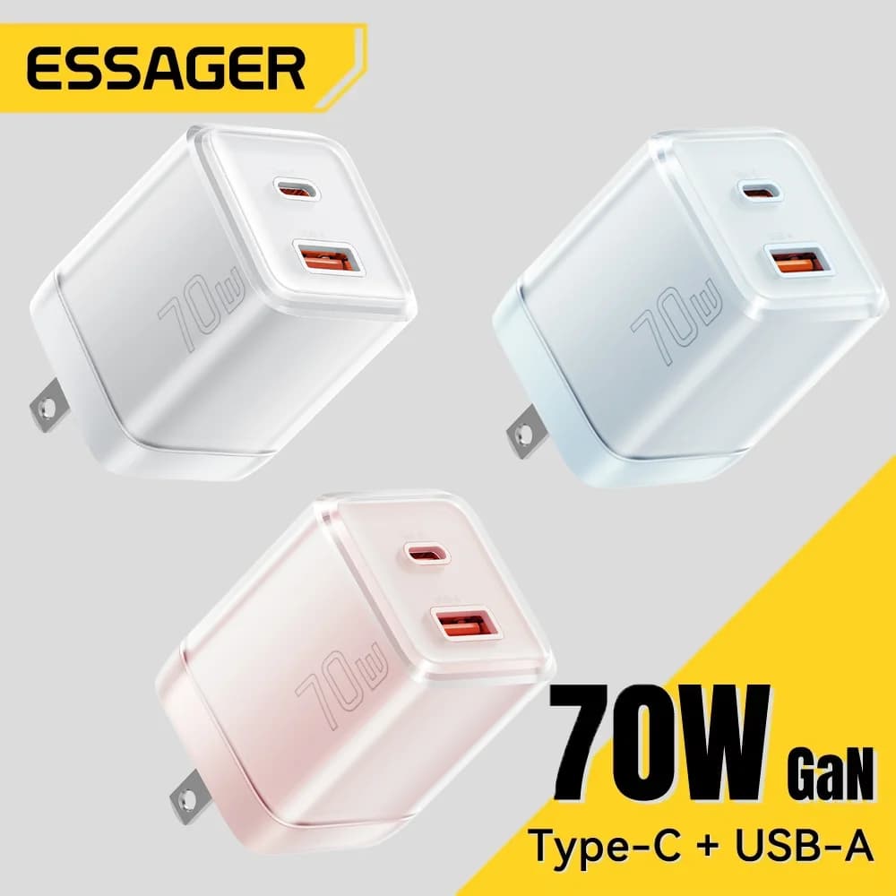 Carregador Rápido GaN USB-C 70W com PD 3.0