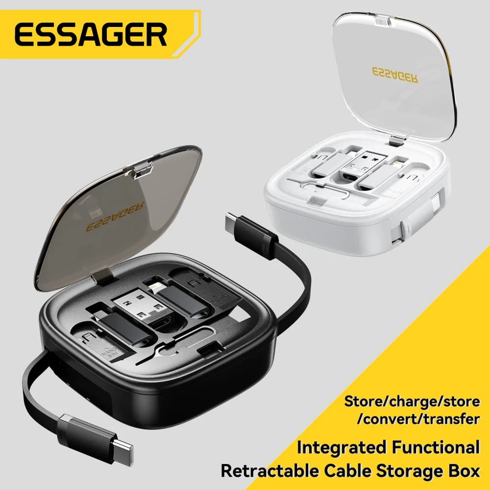 Kit de Cabos USB-C Multifuncional 60W com Armazenamento para Pins