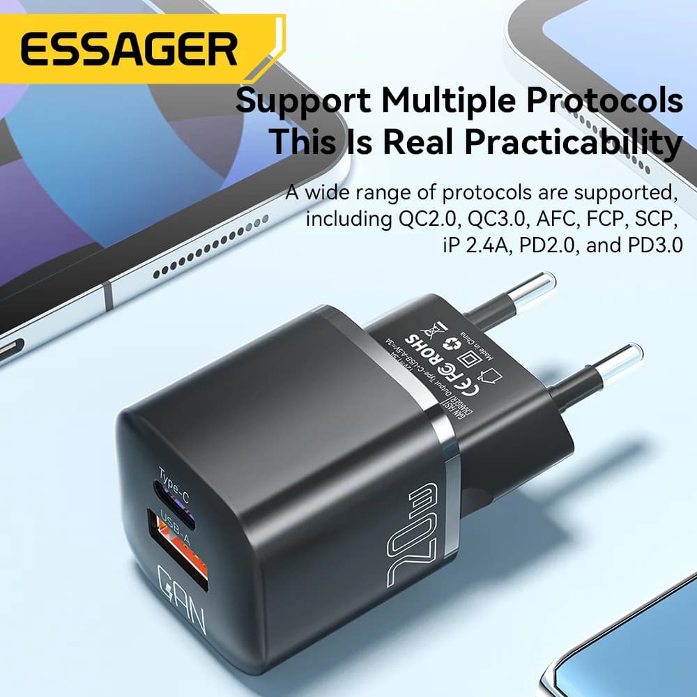 Carregador Rápido USB-C PD GaN 20W
