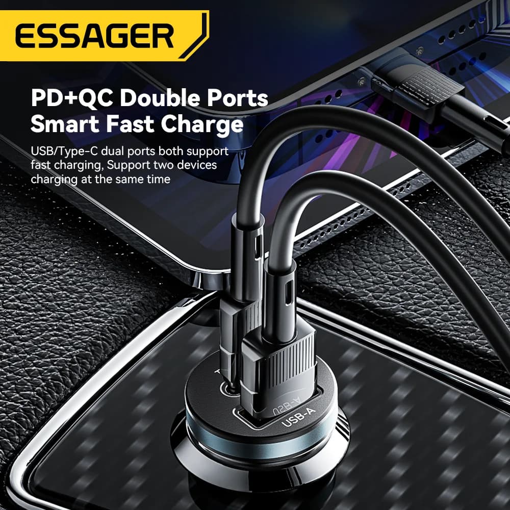 Carregador Veicular USB-C 30W com Quick Charge 3.0