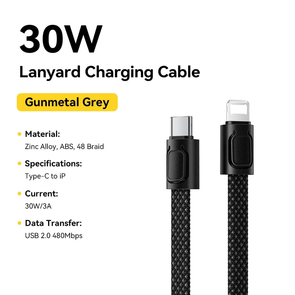 Cabo de Cordão USB-C para Lightning 60W de Carregamento Rápido