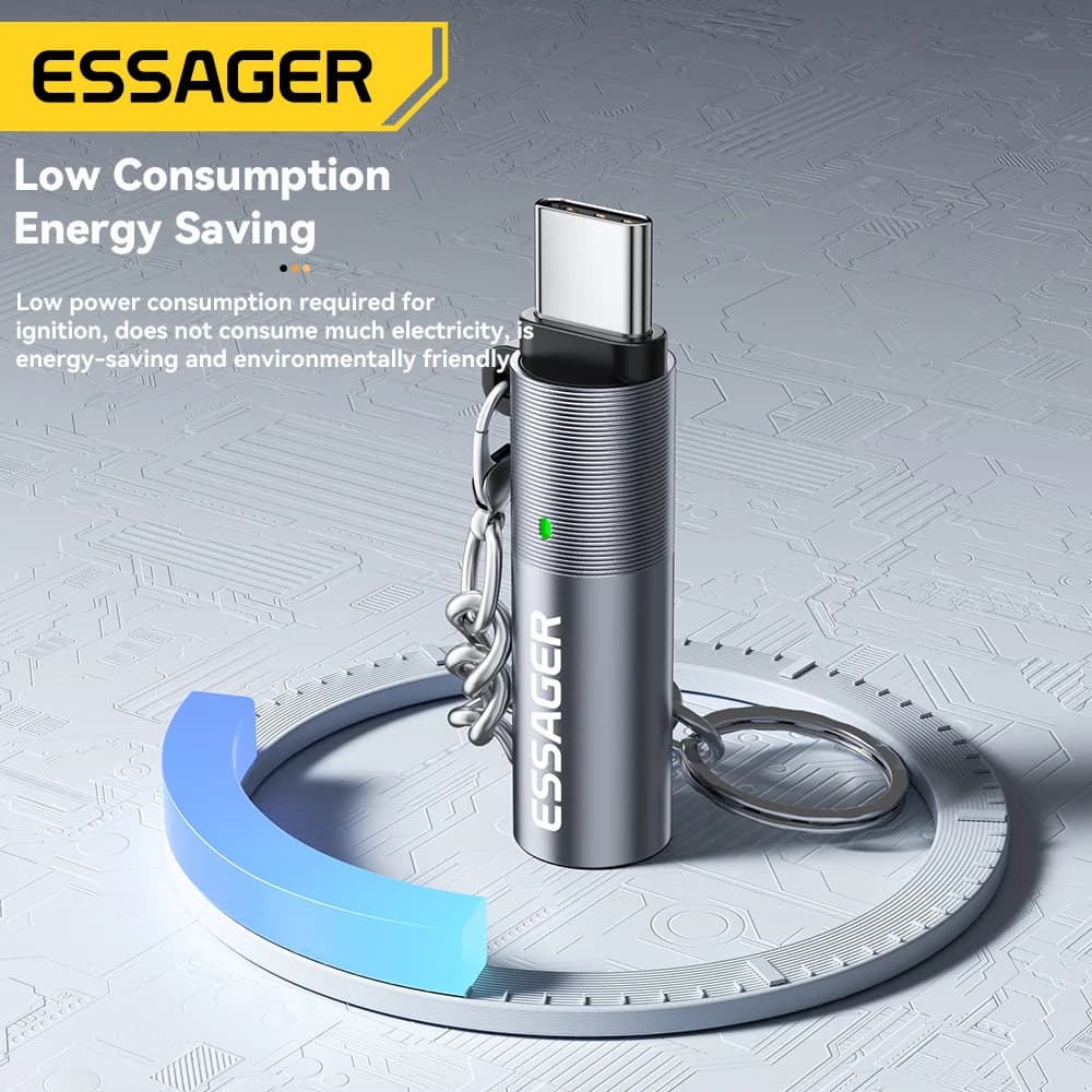 Mini Isqueiro USB-C com Fio de Tungstênio